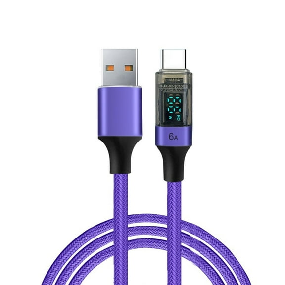 High Efficiency USB A to Type C Cable with Digital Display, 66W Power Delivery for Smartphones and Tablets