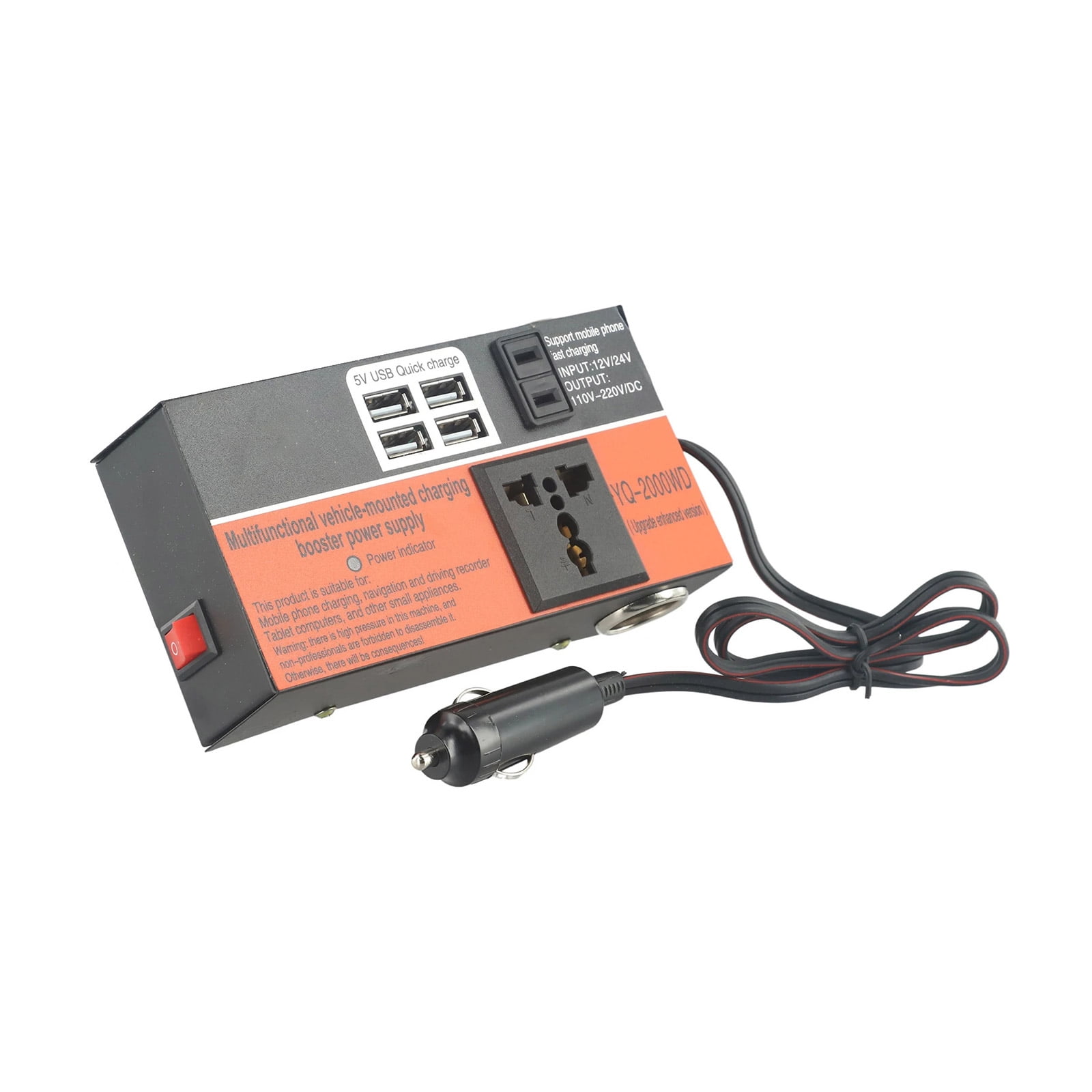 High Efficiency Vehicle Car Inverter Safe and Stable 12V To 110V / 24V To 220V, 1500W Power Adapter With 4 Charging Port