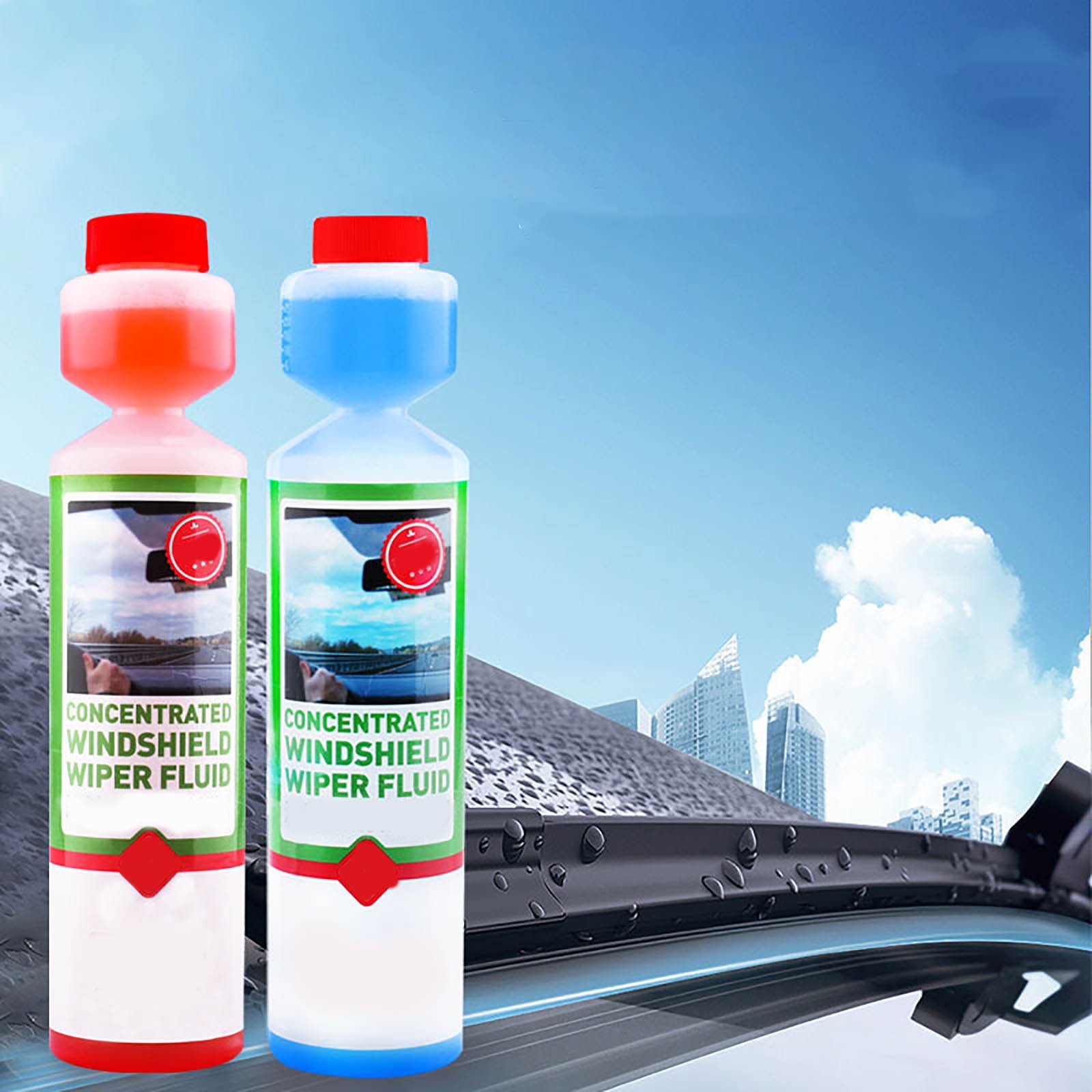 High-Efficiency Windshield Washer Fluid Concentrate 270ml, 1:200 Ratio, Safe for All Vehicles, Removes Dirt & Grime, Easy Measure Cup, Streak-Free Clean, Travel-Friendly Size