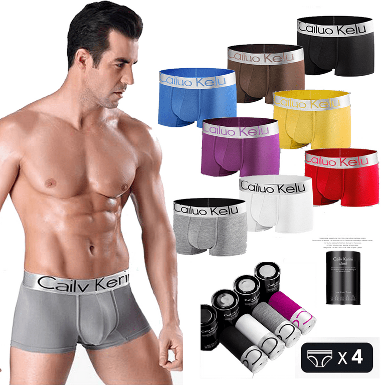 High Elastic Boxer Underwear for Mens,Plus Size Seamless Men's Letter Low  Rise Briefs, Fashion Cotton Underpants, Anti-Chafing, Moisture-Wicking