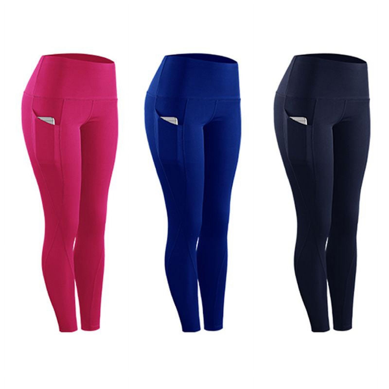High Elastic Leggings Pant Women Solid Stretch Compression Sportswear Casual Yoga Jogging Leggings Pants With Pocket - image 1 of 6