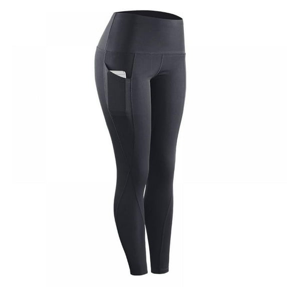 High Elastic Leggings Pant Women Solid Stretch Compression Sportswear Casual Yoga Running Leggings Pants With Pocket Women's High Waist Yoga Pants with Pockets Tummy Control Workout