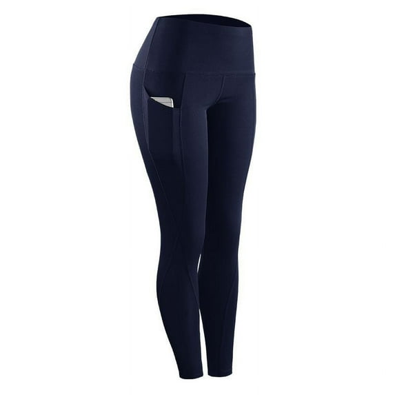 High Elastic Leggings Pant Women Solid Stretch Compression Sportswear Casual Yoga Running Leggings Pants With Pocket Women's High Waist Yoga Pants with Pockets Tummy Control Workout