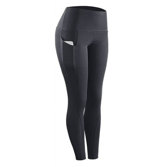 High Elastic Leggings Pant Women Solid Stretch Compression Sportswear Casual Yoga Running Leggings Pants With Pocket Women's High Waist Yoga Pants with Pockets Tummy Control Workout