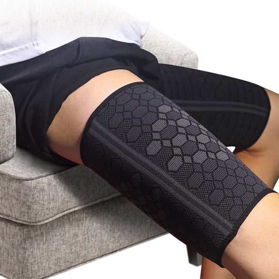 High Elastic Nylon Thigh Support Brace Thigh Compression Breathable Non-Slip, Anti Muscle Strain Compression Sleeve For Cycling Basketball Football Breathable Sports Leg Protector For Men & Women,L