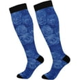 thumbnail image 1 of High Elasticity Compression Socks, High Knee Socks Adult Universal Leisure Relieve Fatigue, Blue Roses Floral Travel Daily with Running (1 Pair) Gift, 1 of 7