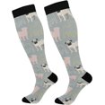 thumbnail image 1 of High Elasticity Compression Socks, High Knee Socks Adult Universal Leisure Relieve Fatigue, Cute Colored Pugs Travel Daily with Running (1 Pair) Gift, 1 of 7