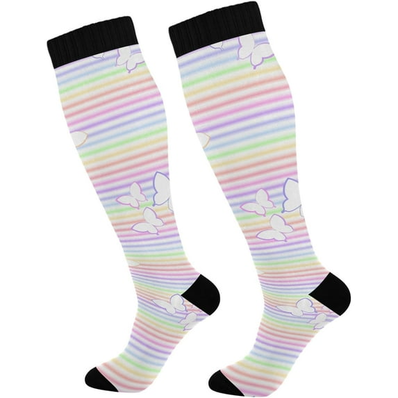 High Elasticity Compression Socks, High Knee Socks Adult Universal Leisure Relieve Fatigue, Spring Summer Travel Daily with Running (1 Pair) Gift