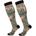 thumbnail image 1 of High Elasticity Compression Socks, High Knee Socks Adult Universal Leisure Relieve Fatigue, Vintage Leaves Travel Daily with Running (1 Pair) Gift, 1 of 7