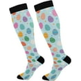 thumbnail image 1 of High Elasticity Compression Socks, High Knee Socks Adult Universal Leisure Relieve Fatigue, Beautiful Colorful Easter Eggs Travel Daily with Running (1 Pair) Gift, 1 of 7