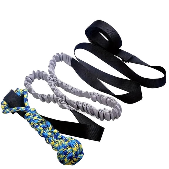 High Elasticity Pet Dog Tug Of War Toy, Interactive Grappling Ball And Teeth Cleaning Biting Cotton Rope Toy, Multi-Component Design With Elastic Bands And Cotton Rope Segments