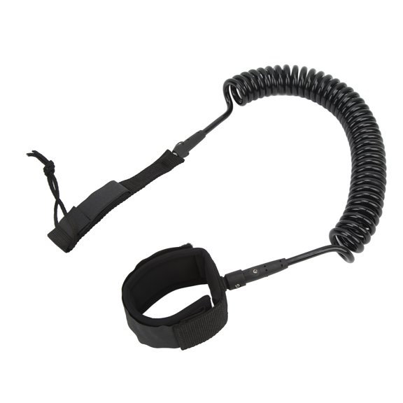 High Elasticity TPU Black Adjustable Coiled Surfing Leg Rope for Paddleboards and Longboards - 12ft/3.66m