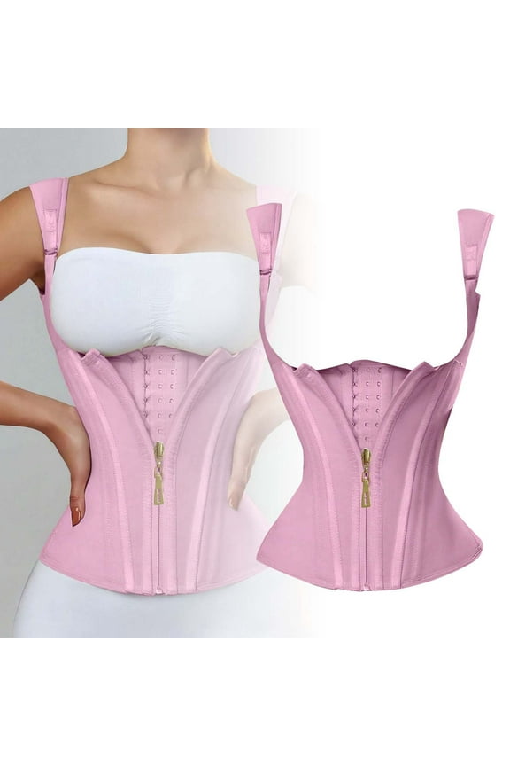 High Elasticity Waist Support Body Shaping Vest with Retro Zipper Buckle and Fishbone Design for and Posture Correction