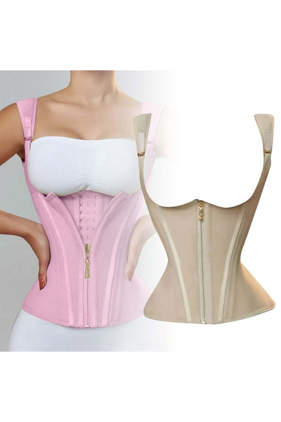 High Elasticity Waist Trainer for Body Shaping Compression Vest with Retro Zipper Buckle Fishbone Support Design for and Posture Correction