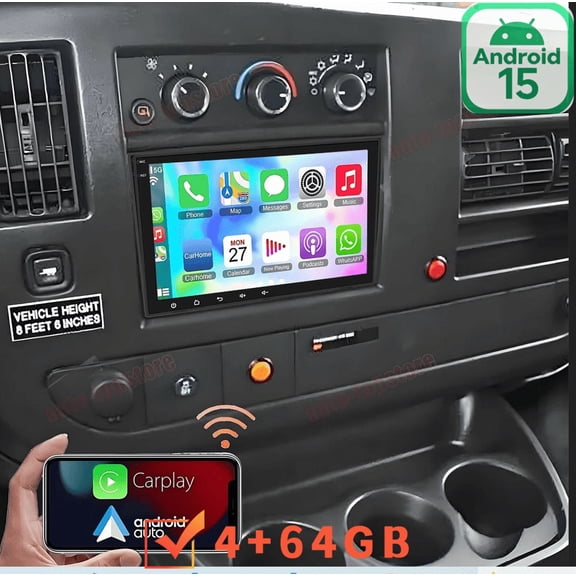 High-End 4+64G Android 15 Car Stereo For Chevrolet Express 2008-2024 - 8" IPS Touchscreen with CarPlay & GPS Navigation & AHD Camera