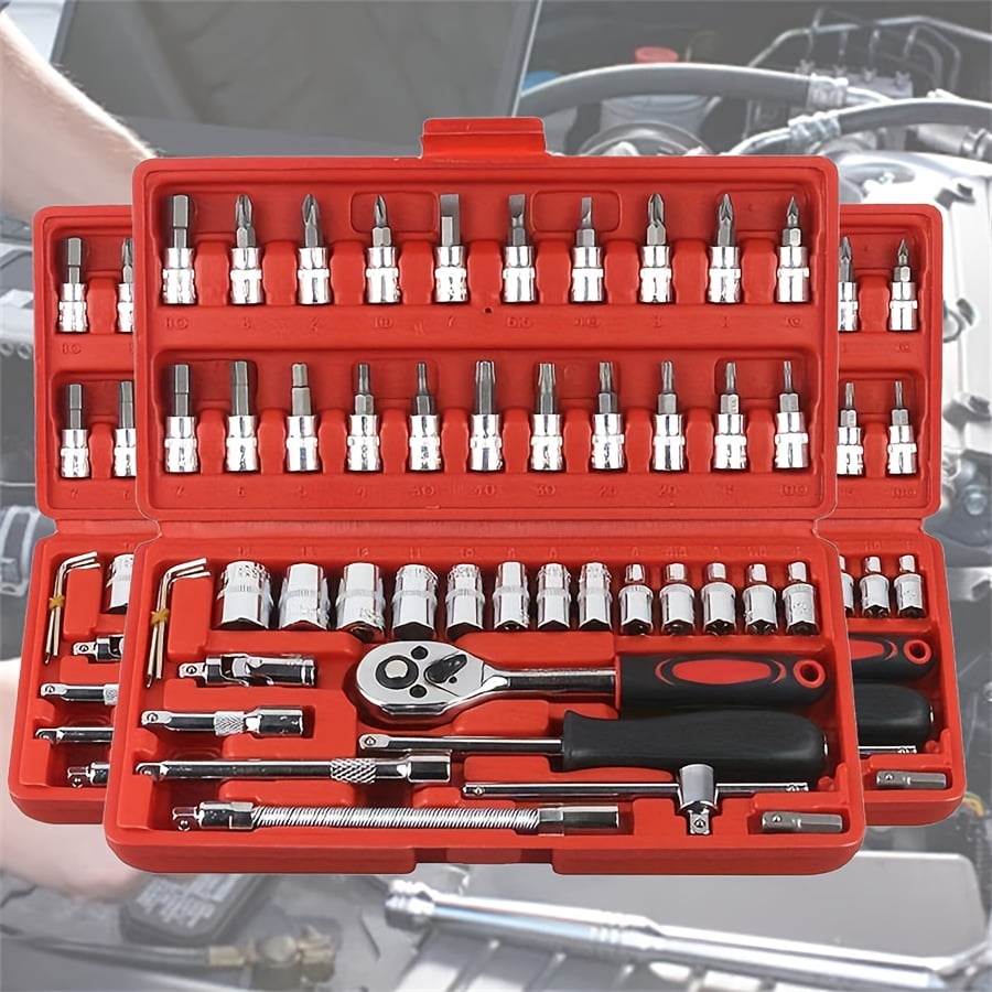 High-End 46pcs Professional Tool Set, 1/2/1/4/3/8 Inch Drive, Auto ...