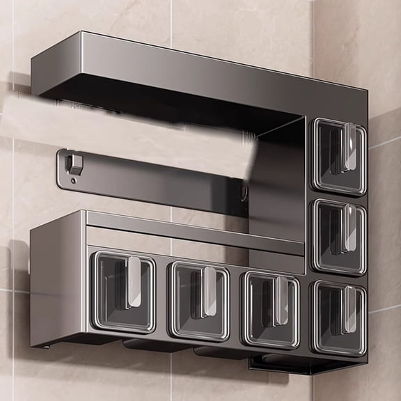 High-End Condiment Bottle Organizer,Wall-Mounted Storage Rack for Spices,Sauces, and Jars,Space-Saving