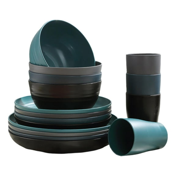 High End Dark Colored Bowls Cups And Plates 16 Piece Set For Dinner Soup Bowls Plates And Cups Tableware Gift Set