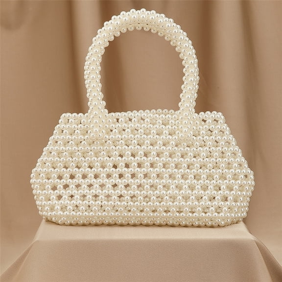High End Hand Woven Artificial Pearl Handbag Casual Bag Fashionable Clothing Accessories Wedding Banquet Mobile Phone Bag Travel Commemorative Gift
