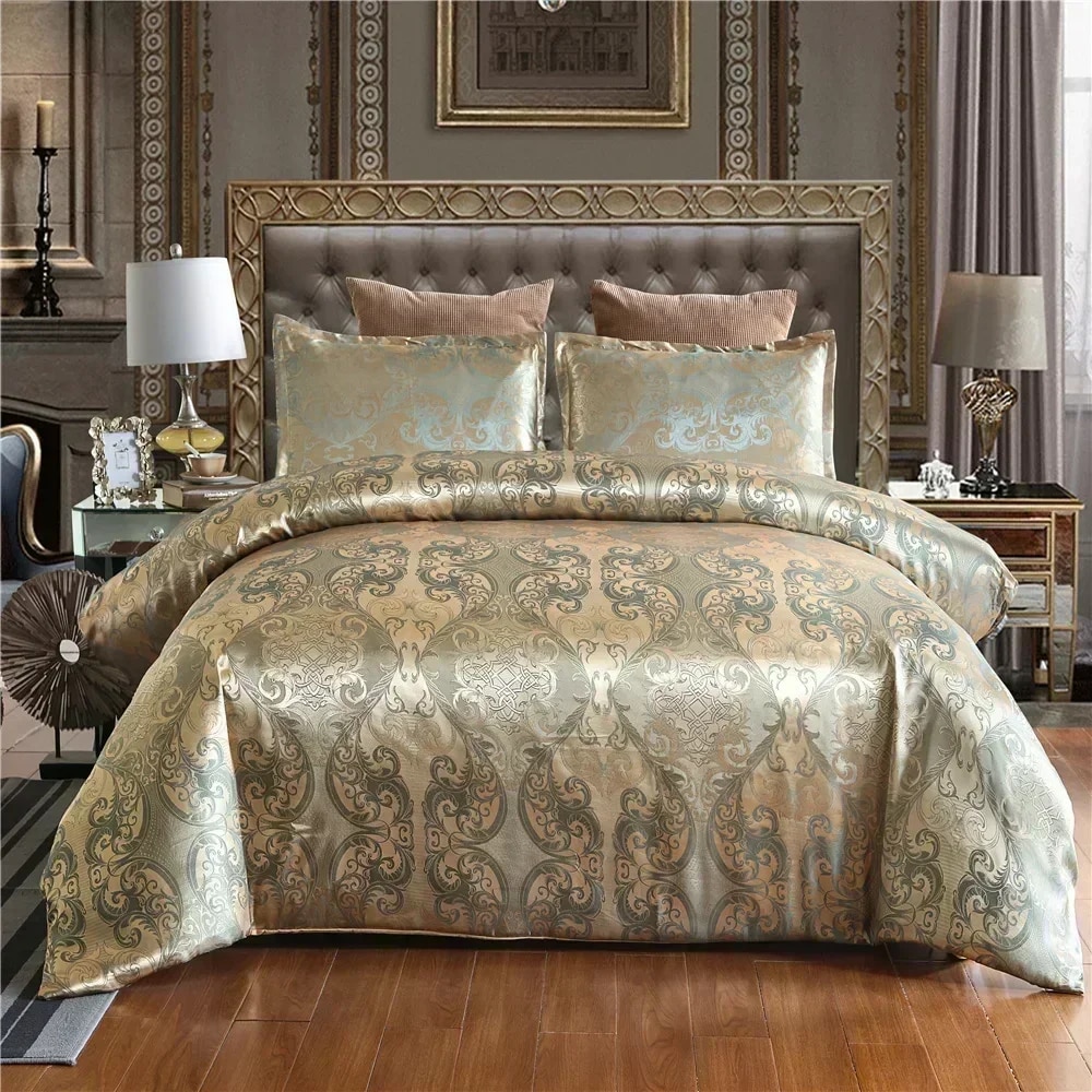 High End Jacquard King Size Bedding Set Luxury European Wedding Bedding