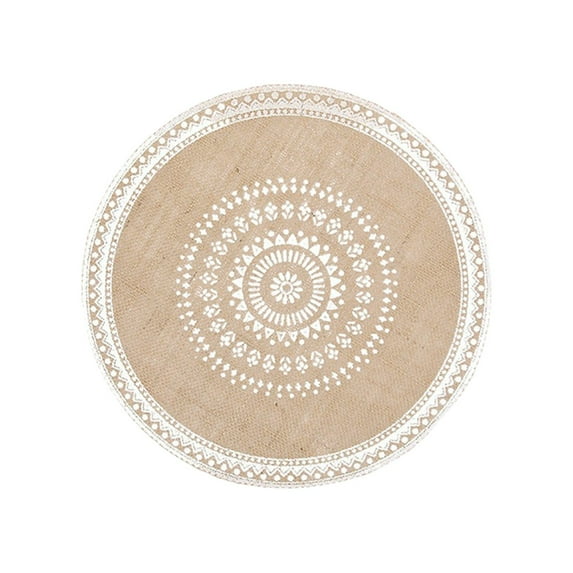 High-End Jute Tassel Placemats - Round Heat Resistant Table Mats - Anti-Scalding Bowl Pads for Dining Table - Elegant Home Decor ( White )