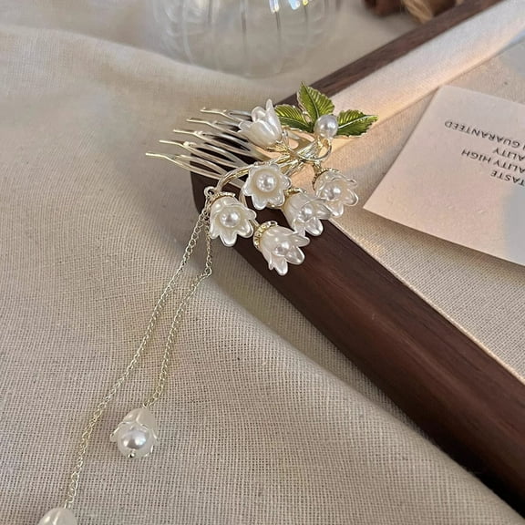 High-End Linglan Flower Tassel Hairpin Coiled Design Daily Hair Comb Ancient Style Step Hair Accessory for Women