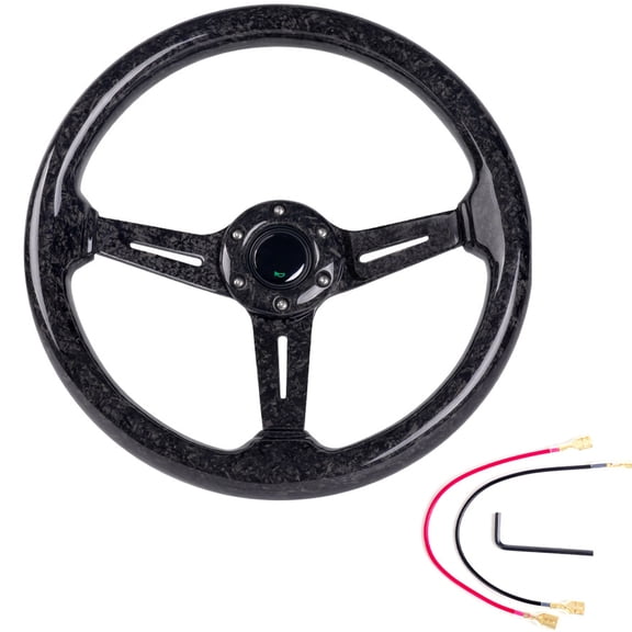 High End Luxury Corrosions Resistant 14" Car Steering Wheel Crafted From Forging Carbon Fiber With Ergonomic Grip
