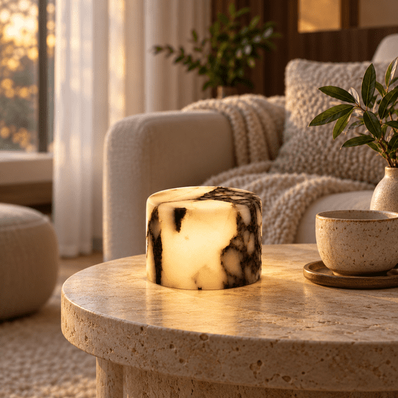 High-End Marble Touch Bedside Lamp with Bluetooth Wireless Charging, Multi-Color Dimmable Ambient Light, Soft LED Night Light for Bedroom Bedside, Desk and Modern Indoor Home Furnishing