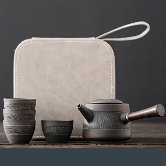 High End Purple Pottery RetroTea Set Outdoor Travel Tea Set Portable Kungfu Tea Set Teapot Small Package Birthday Gift