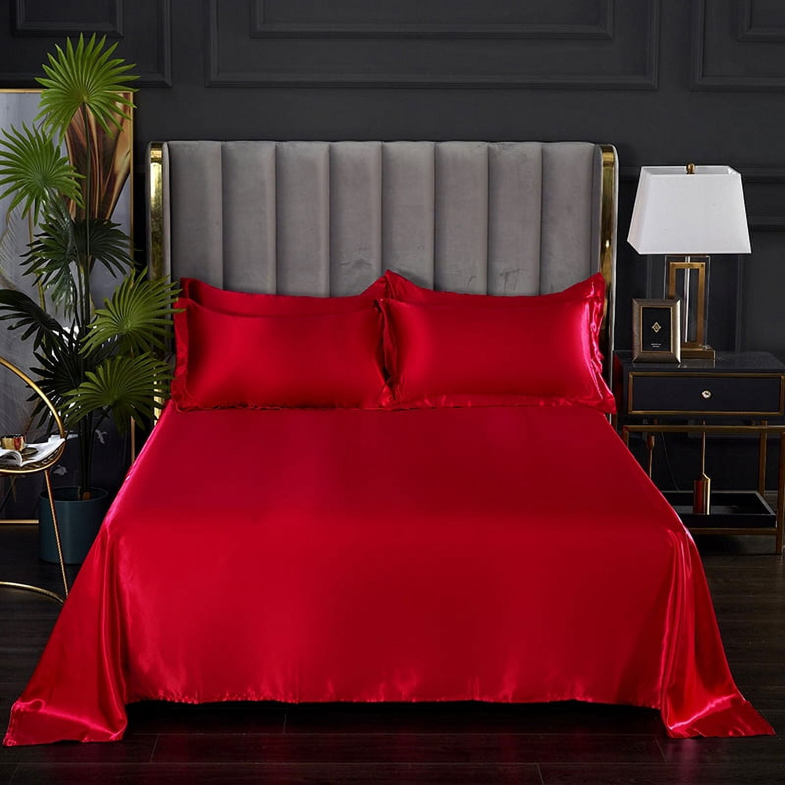 High End Satin Sheets, Soft And Comfortable Solid Color Sheets