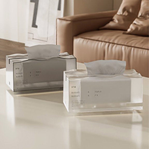 High End Spring Bottom Tissue Box with Elastic Support, Plastic Desktop Paper Towel Holder for Living Room, Bedroom, Dining Table, White, 21.8 x 11.5 x 10.8cm