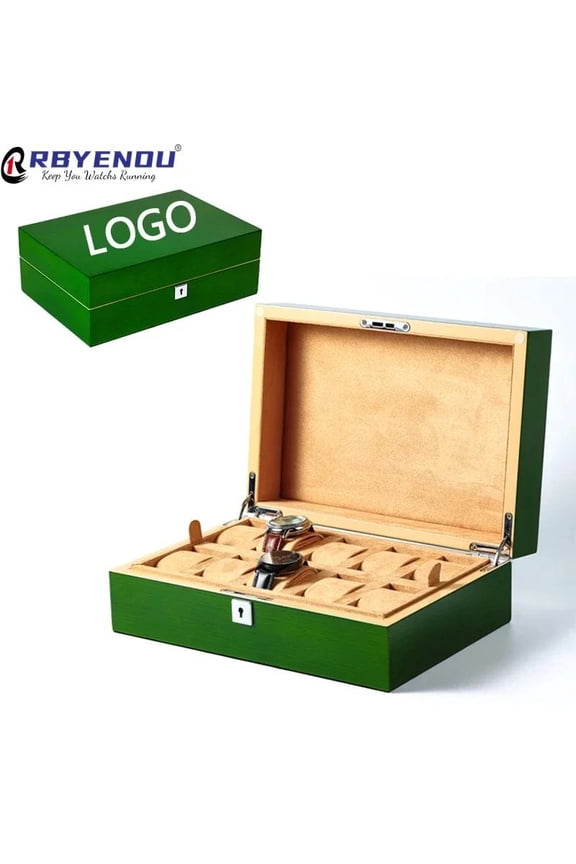 High End Watch Storage Case Box 10 slots Green Storage Watch Jewelry Collection Box Luxury Packaging Box Customization logo