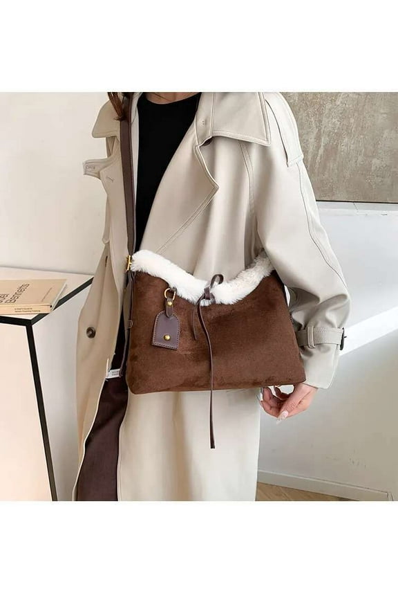 High-End Women's Large Crossbody Shoulder Bag in Soft Suede Veet Design