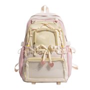 High-Fashion Badge Ita Bag Backpack with Large Main Compartment and Clear Window Lightweight Nylon School Bag for Daily Commute and Travel Use
