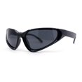 thumbnail image 1 of High Fashion Cropped Top 90s Sports Style Wrap Around Plastic Sunglasses All Black, 1 of 4