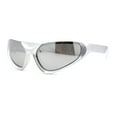 thumbnail image 1 of High Fashion Cropped Top 90s Sports Style Wrap Around Plastic Sunglasses Silver Mirror, 1 of 4