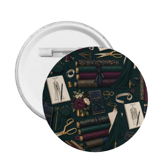 High-Fashion Tailoring Studio Aesthetic Round Button Pin Badge 5PCS Pinback Buttons Lapel Pin for Jacket, Backpack, Hat, Party Favor, Gift