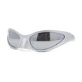 thumbnail image 1 of High Fashion Trendy Wrap Around 90s Sport Plastic Sunglasses Silver Mirror, 1 of 4