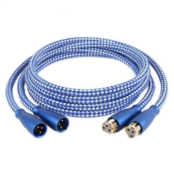 High-Fidelity 2XLR Pure Silver Balanced Audio Cable, Gold-Plated Connectors, for Speakers, Amps, Microphones, 1M - 5M Lengths