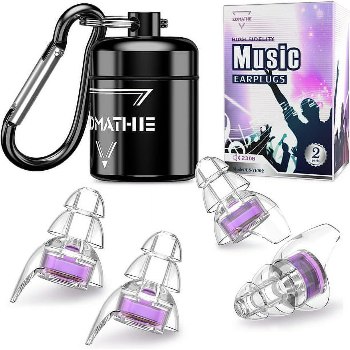 High Fidelity Concert Earplugs,2 Pairs Reusable Musicians Ear Plugs