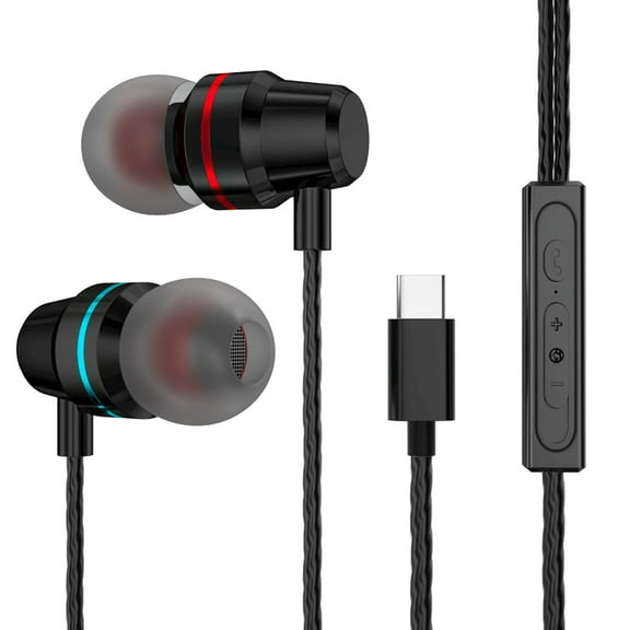 High-Fidelity In-Ear Earphones with Built-in Microphone USB-C Wired Headset for Smartphones Laptops MP3 Players and Gaming Devices