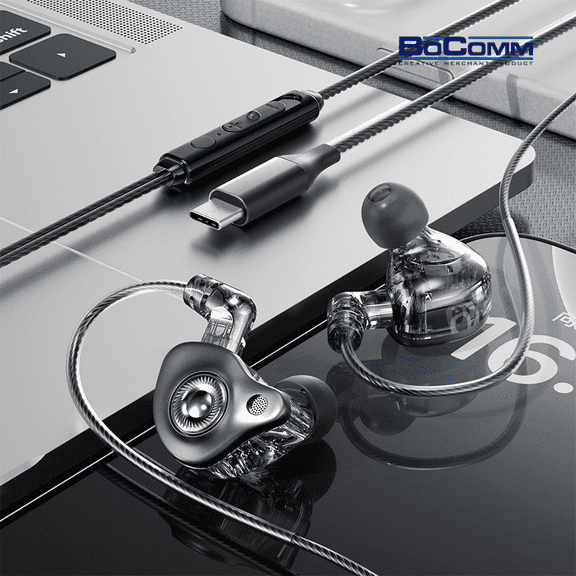 High Fidelity USB-C Wired Earbuds with Detachable Mic, HiFi In-Ear Headphones for Gaming, Music and Calls, Black, 10mm Drivers