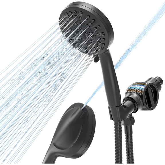 High Filtered Shower with Handheld, 9 Modes 4.7" Shower , 59" long hose, 10 Layers Filter for Hard Water, Remove Chlorine, Adjustable Bracket, Matte Black