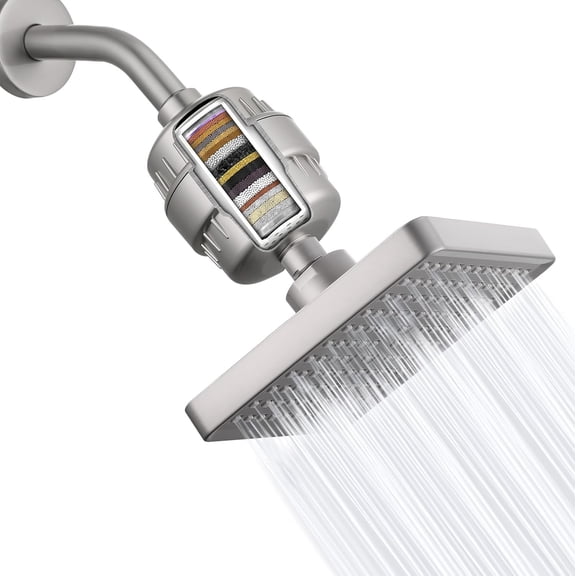 High Filtered Shower Set, 6'' Rain Shower Filter for Hard Water, Universal Square Showerhead 20 Stage Filtration Removes Impurities for Rejuvenated by , Brushed Nickel