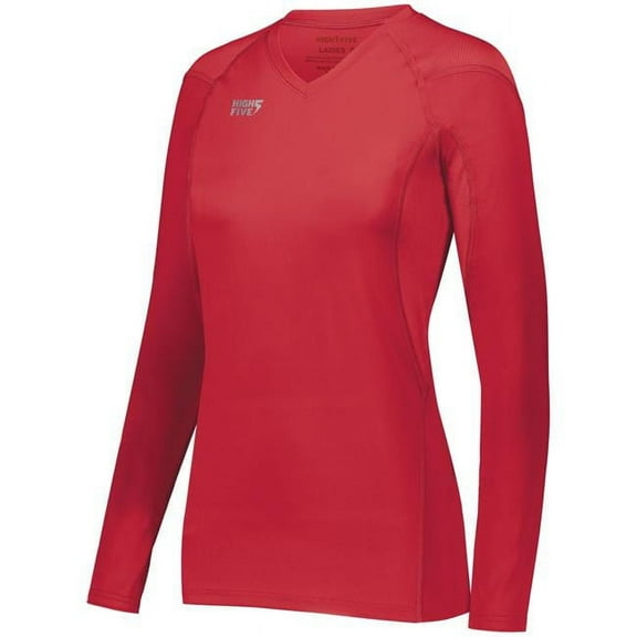 High Five 342213.083.L Girls Truhit Long Sleeve Volleyball Jersey, Scarlet - Large