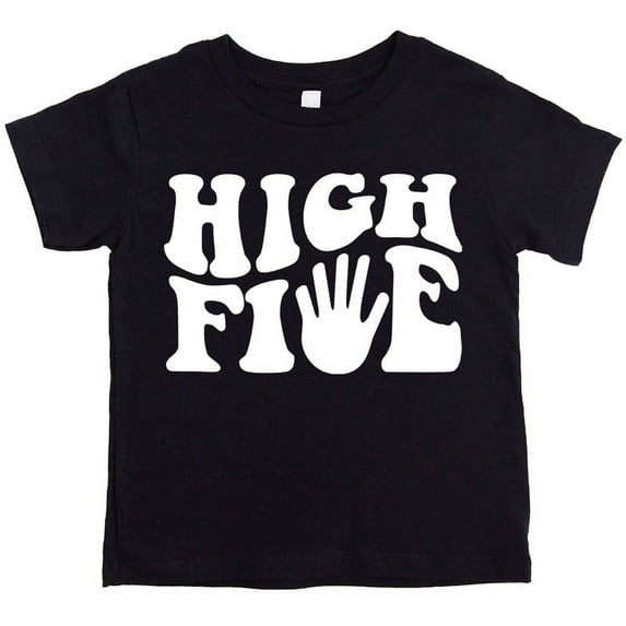 High Five 5th Birthday Groovy Birthday Shirt for Toddler & Youth Boys & Girls Black Shirt Youth Small
