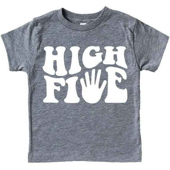 High Five 5th Birthday Groovy Birthday Shirt for Toddler & Youth Boys & Girls Granite Heather Shirt 5-6