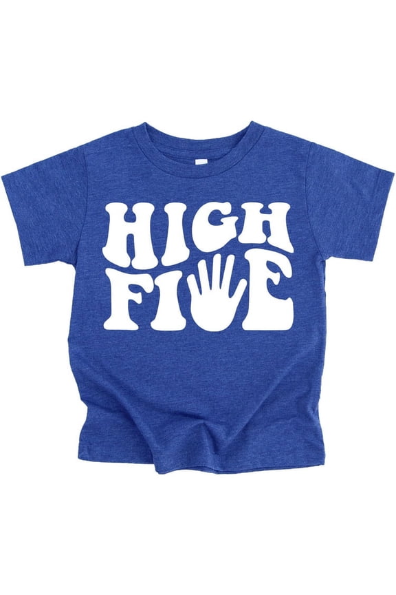 High Five 5th Birthday Groovy Birthday Shirt for Toddler & Youth Boys & Girls Vintage Royal Shirt 4T