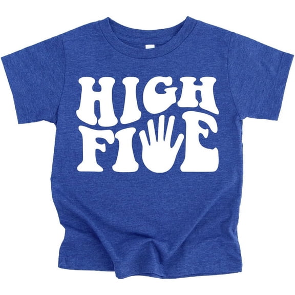 High Five 5th Birthday Groovy Birthday Shirt for Toddler & Youth Boys & Girls Vintage Royal Shirt 5-6