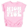 thumbnail image 1 of High Five 5th Birthday Groovy Birthday Shirt for Toddler & Youth Boys & Girls White on Pink Shirt 4T, 1 of 2